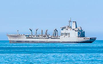 Military ship out at sea